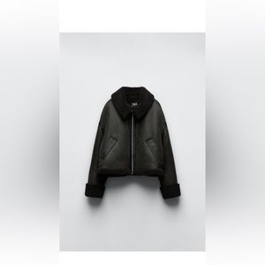 ZARA Green Leather Coat